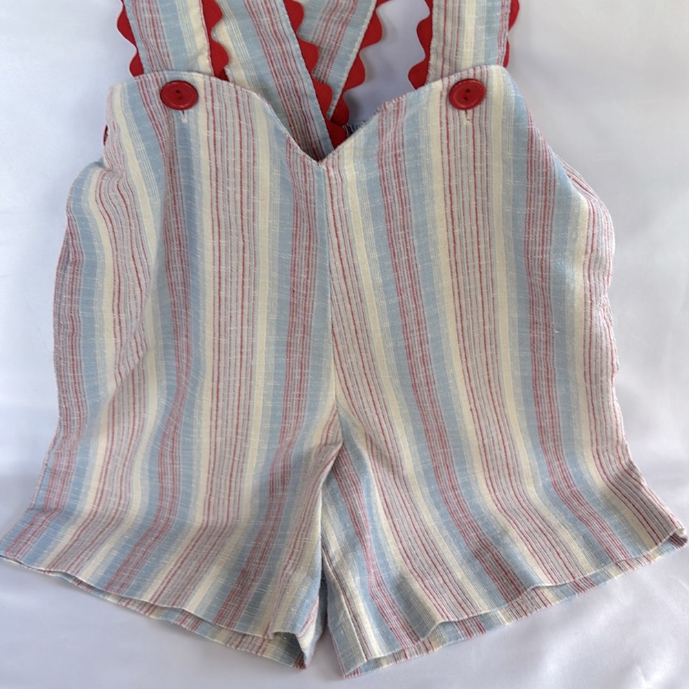 VINTAGE NWOT NECK & NECK JUNIOR UNISEX OVERALLS STRIPPED WITH RED DETAIL 4T - Picture 5 of 12